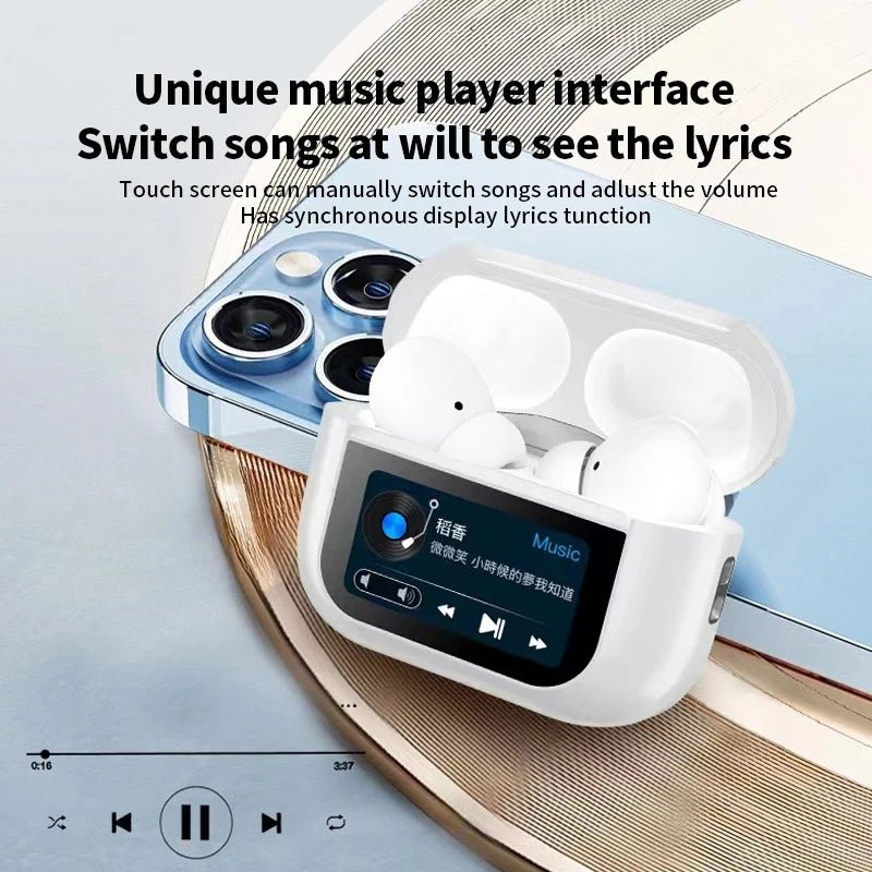 A9 pro Touch Screen ANC Wireless Headset TWS Noise Cancelling Earbud Bluetooth Headphone 5.4 Support APP orignal airpods pro - Muze - Tech